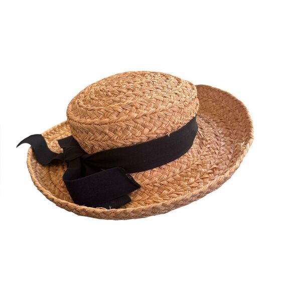 Helen Kaminski Classic 5 Raffia Sun Hat Natural Black - Picture 3 of 7